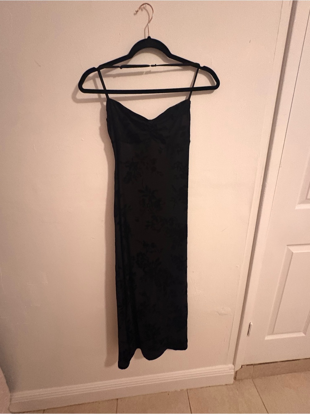 Black Slip Midi Dress - Classic Spaghetti Strap